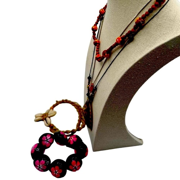 Handmade Beaded Necklace With Yellow Flower Accents - Tropical Hippie Perfection - Picture 4 of 10